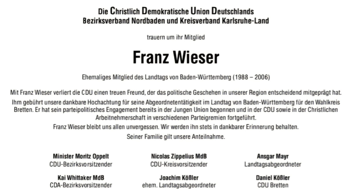 zum Tod von Franz Wieser